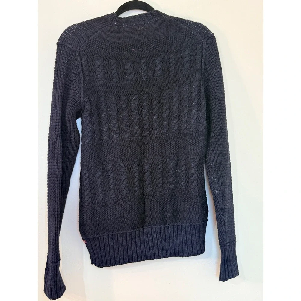 Banana Republic Heritage Collection Mens Navy Blue Cable Knit Cotton Sweater S